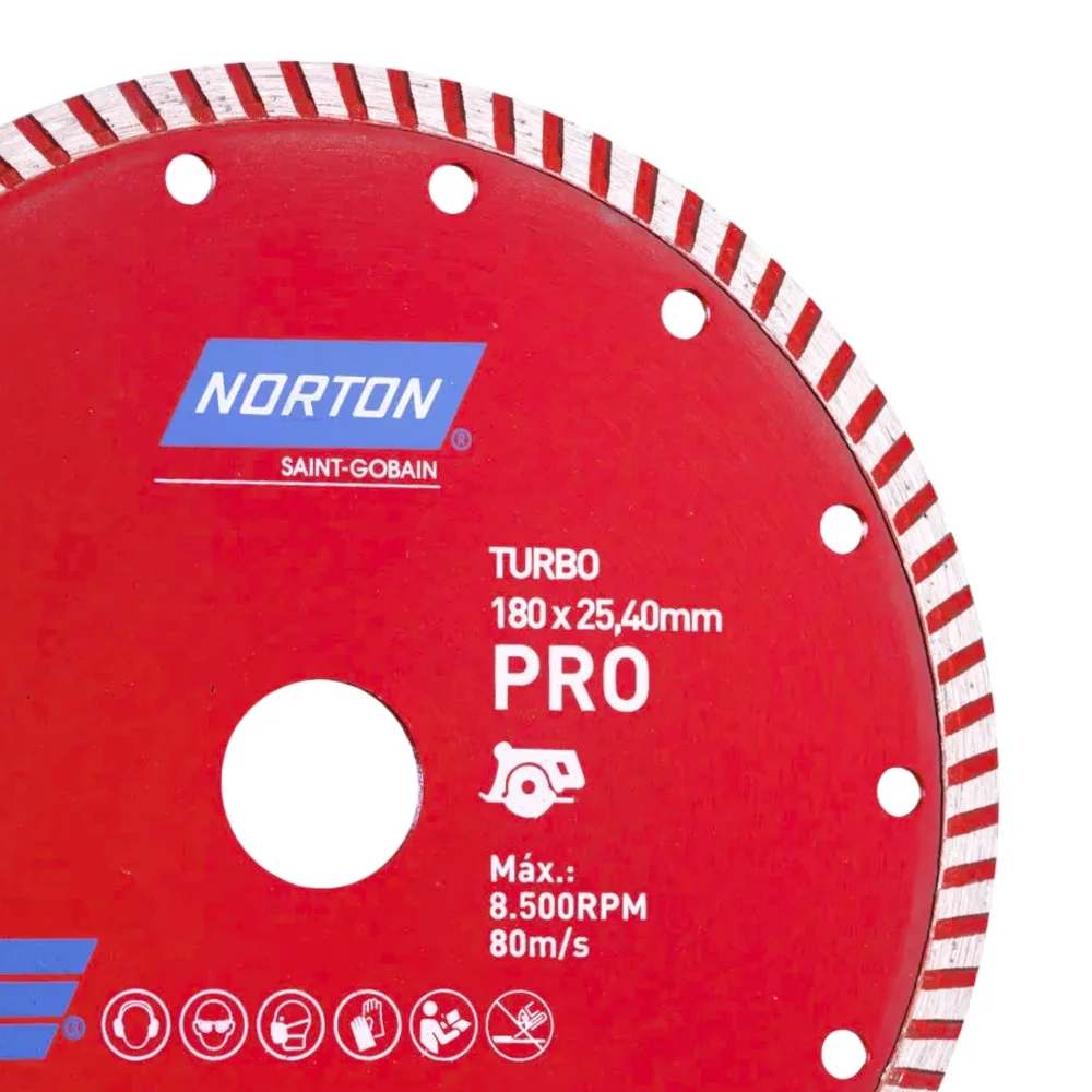 Disco Diamantado Turbo Para Marmore e Granito Core Umido 7"-180MM Norton PRO