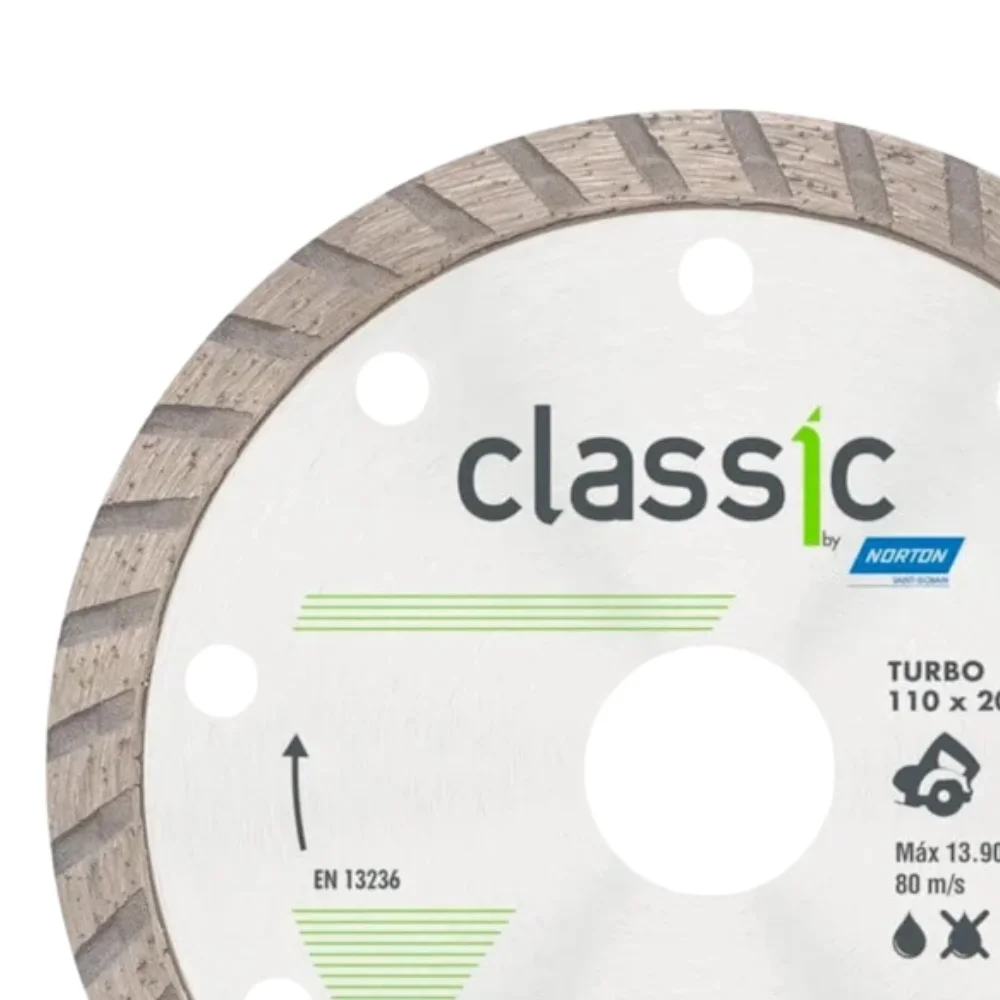 Disco Diamantado Turbo Para Marmore e Granito Corte a Seco e Umido 4.3/8"-110MM Norton CLASSIC