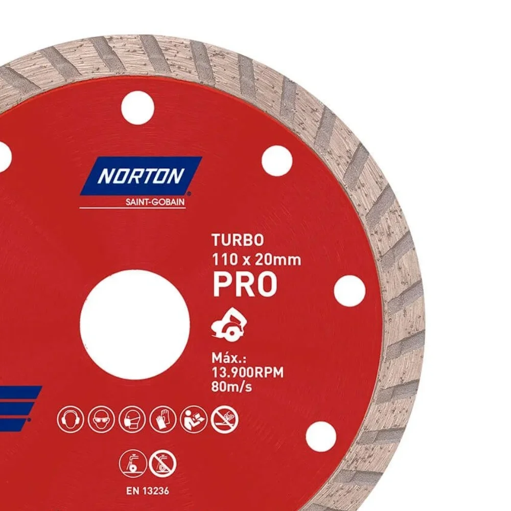 Disco Diamantado Turbo Para Marmore e Granito Corte Umido 4.3/8"-110MM Norton PRO