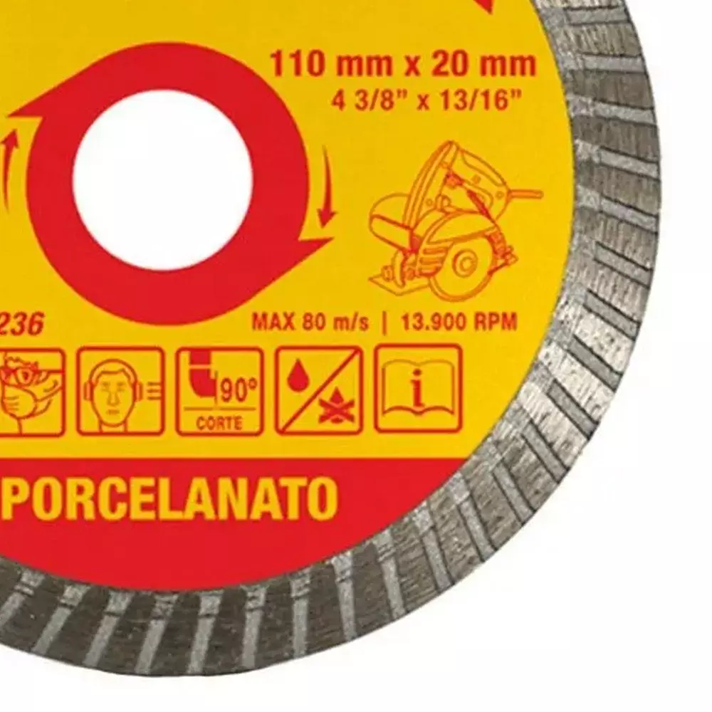 Disco Diamantado Turbo Para Porcelanato Corte Seco e Umido 4.3/8"-110MM Starrett DDP110-S