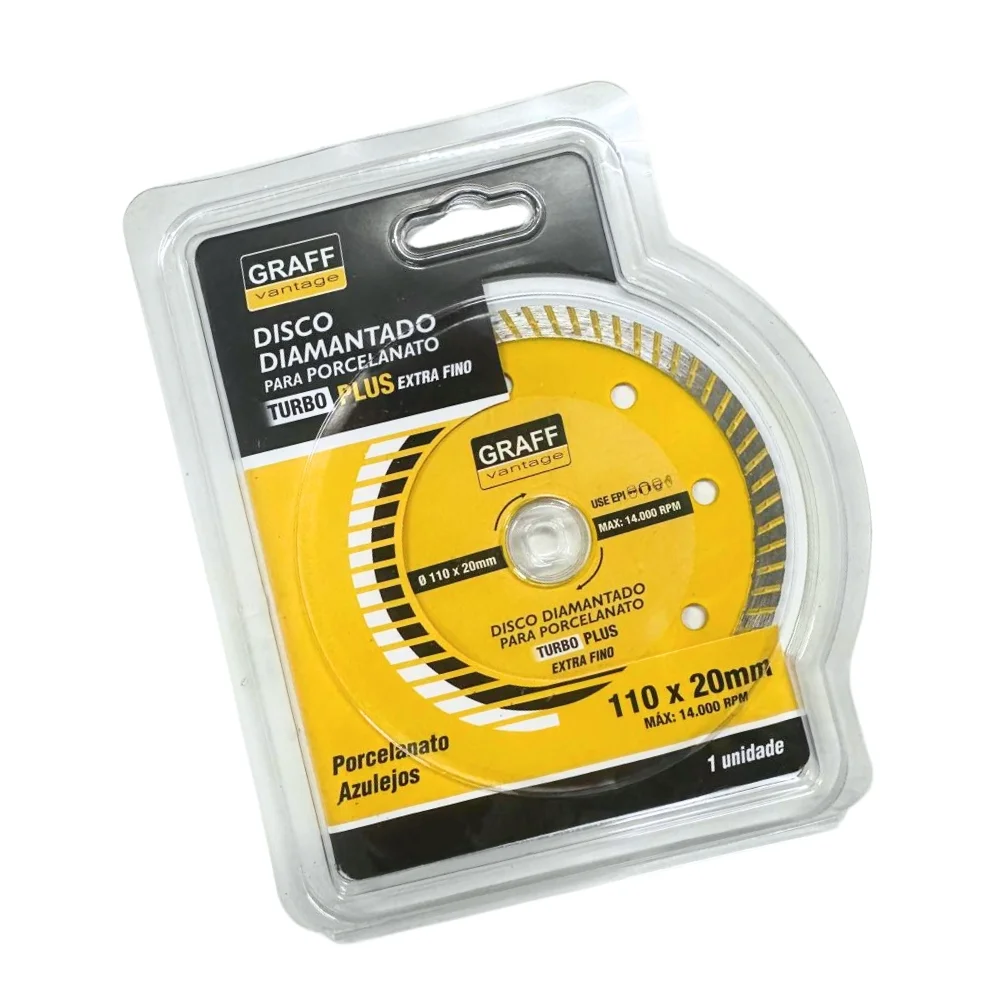 Disco Diamantado Turbo para Porcelanato Corte Umido 4.3/8"-110MM Graff 6850004