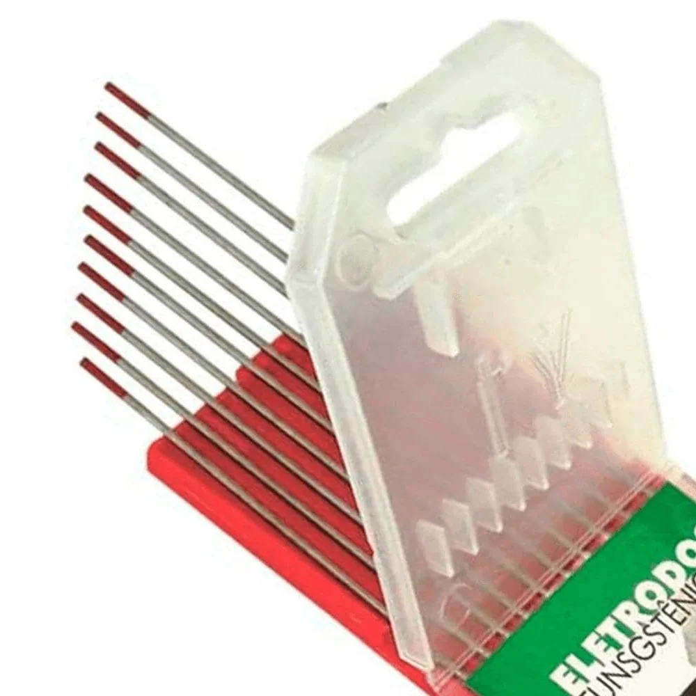 Eletrodo de Tungstenio 2% Torio Fornecido Embalagem com 10 Pecas Ponta Vermelha 3,2MM Carbografite 012015512