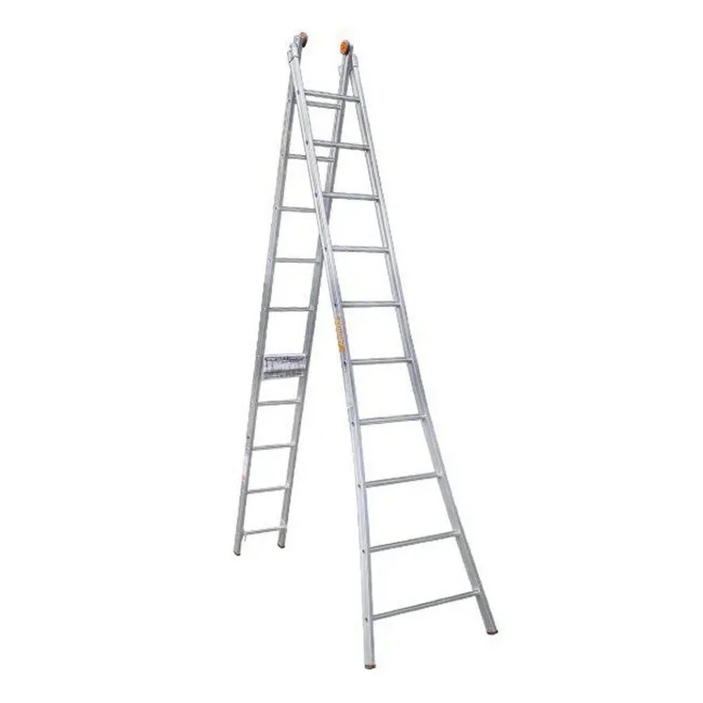 Escada de Aluminio de Abrir/Extensivel 2X10 Degraus Desmontavel 3 Em 1 Capacidade 120KG 3,3-5,4M Alulev ED110