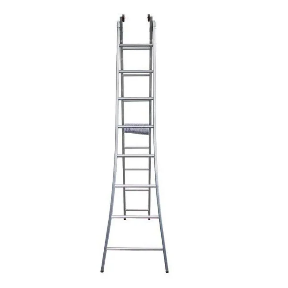 Escada de Aluminio de Abrir/Extensivel 2X8 Degraus Desmontavel 3 Em 1 Capacidade 120KG 2,7-4,5M Alulev ED108