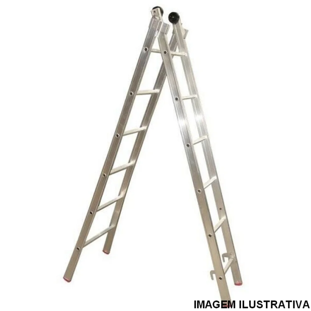 Escada de Aluminio Dupla Extensivel 2X10 Degraus Supra 3 Em 1 Capacidade 120KG 3,3-5,4M Alulev DP110
