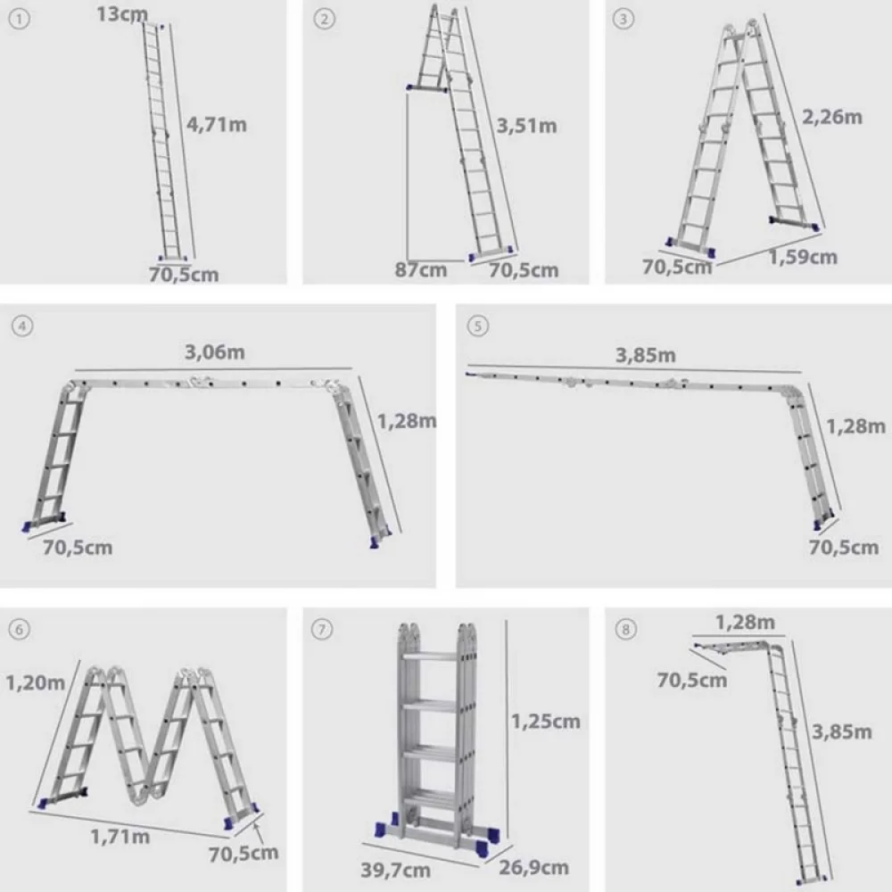 Escada de Aluminio Multifuncoes 4x4 Degraus 4,61M Mor 5222