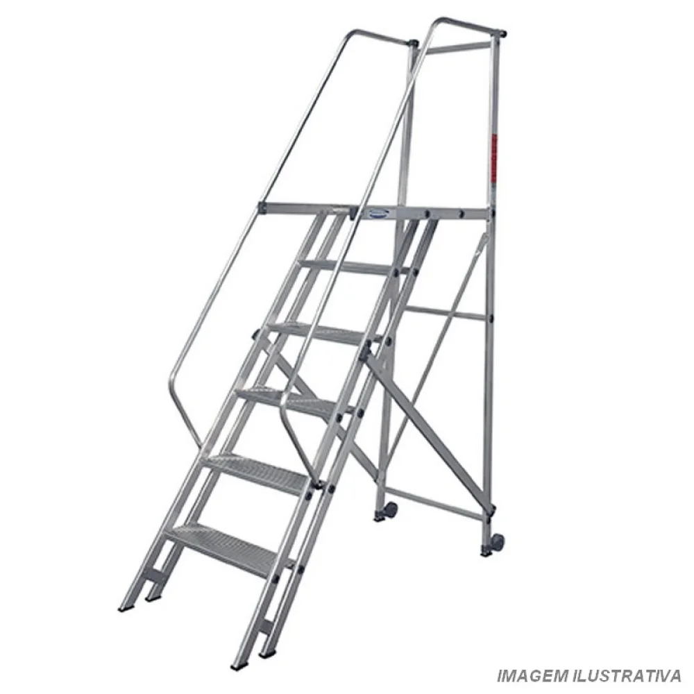 Escada Plataforma Trepadeira Em Aluminio com 13 Degraus+patamar e Corrimaos 3,5M Interalum TRE/3,5