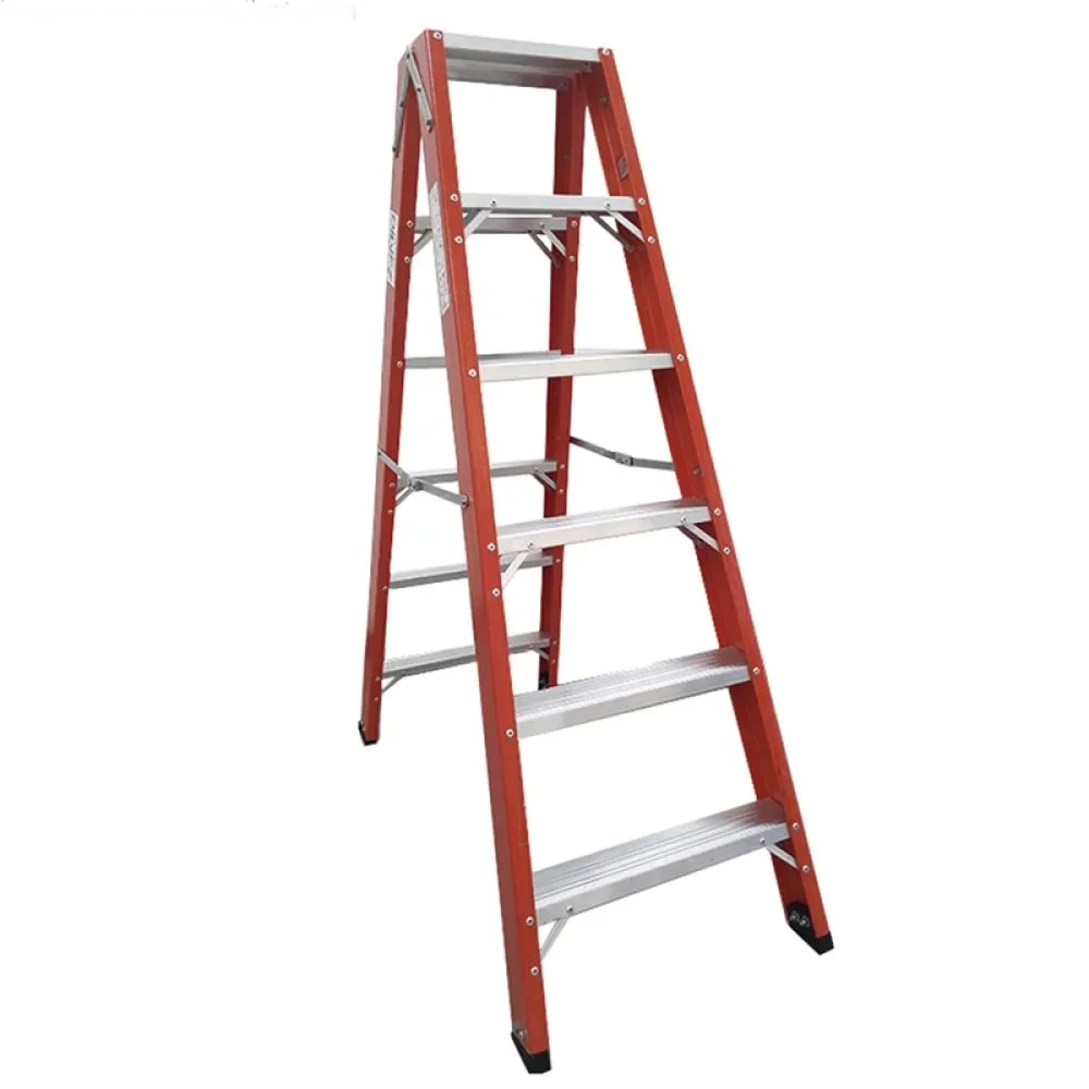 Escada Fibra de Vidro de Abrir 5 Degraus Tipo Tesoura Duplo Acesso 1,6M Esmig FADA 05