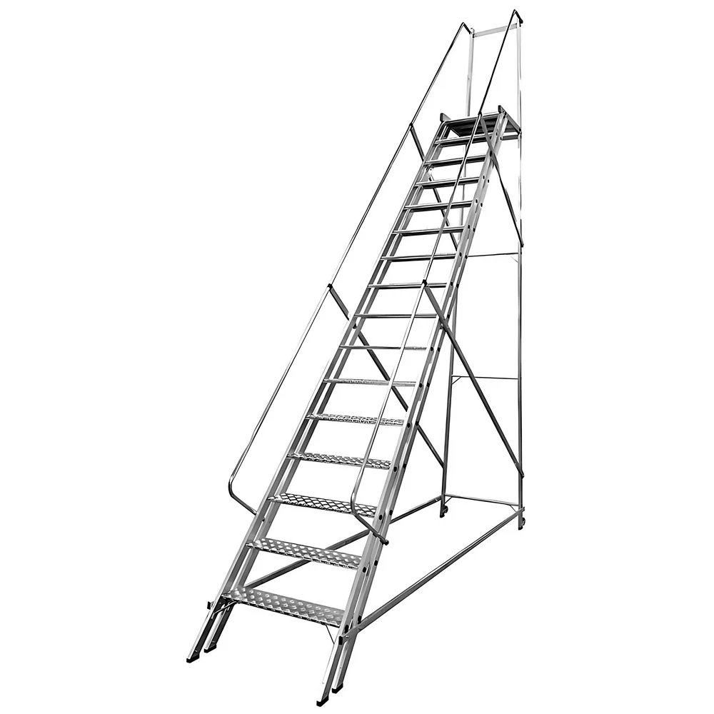 Escada Plataforma Trepadeira Em Aluminio com 18 Degraus+patamar e Corrimaos 5M Interalum TRE/5