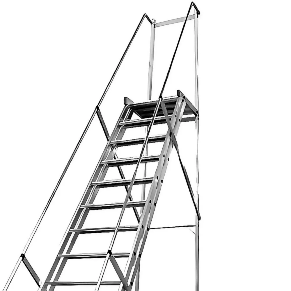 Escada Plataforma Trepadeira Em Aluminio com 18 Degraus+patamar e Corrimaos 5M Interalum TRE/5