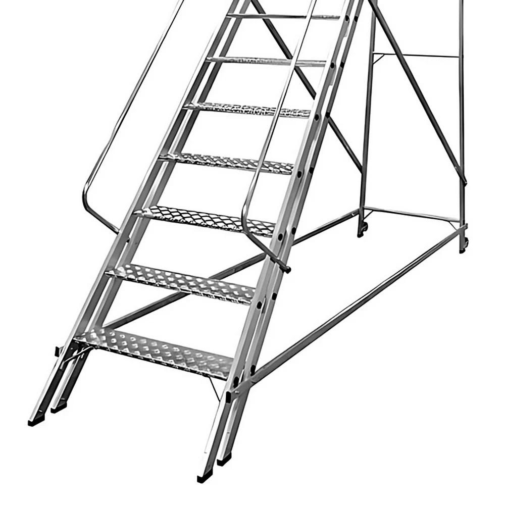 Escada Plataforma Trepadeira Em Aluminio com 18 Degraus+patamar e Corrimaos 5M Interalum TRE/5