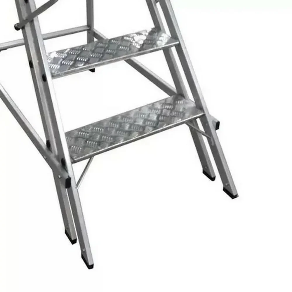 Escada Plataforma Trepadeira Em Aluminio com 2 Degraus+patamar e Corrimaos 0,8M Interalum TRE/0,8