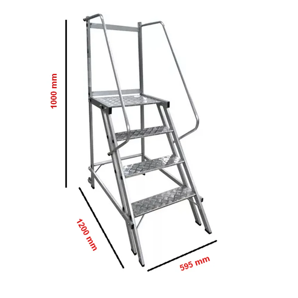 Escada Plataforma Trepadeira Em Aluminio com 3 Degraus+patamar e Corrimaos 1M Interalum TRE/1