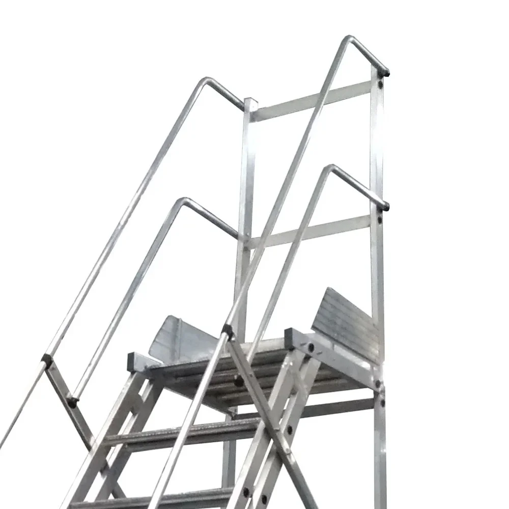 Escada Plataforma Trepadeira Nr12 Em Aluminio com 12 Degraus+patamar e Corrimaos 3,25M Escaleve PLAT NR3250