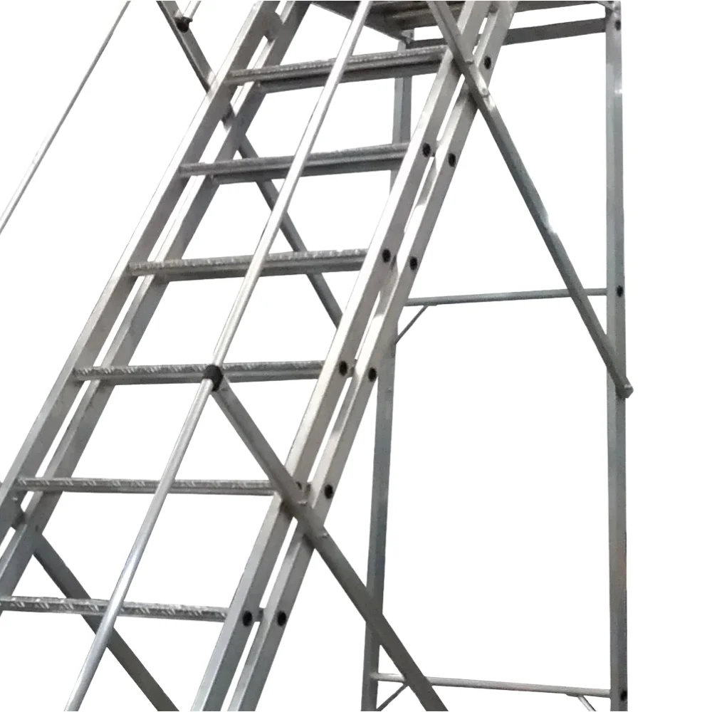 Escada Plataforma Trepadeira Nr12 Em Aluminio com 12 Degraus+patamar e Corrimaos 3,25M Escaleve PLAT NR3250