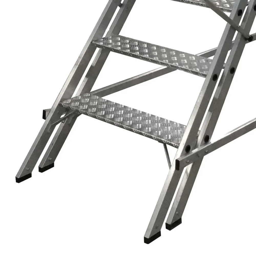Escada Plataforma Trepadeira Nr12 Em Aluminio com 12 Degraus+patamar e Corrimaos 3,25M Escaleve PLAT NR3250