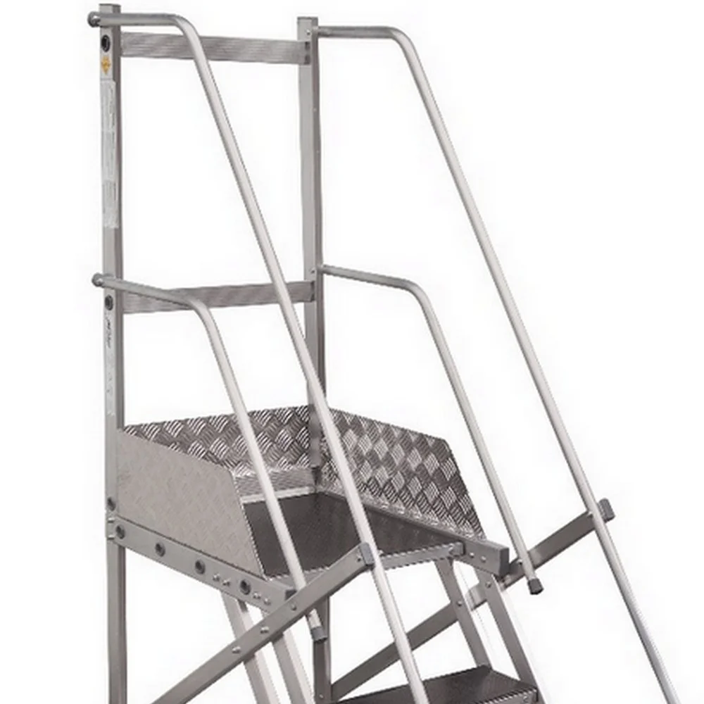 Escada Plataforma Trepadeira Nr12 Em Aluminio com 4 Degraus+patamar e Corrimaos 1,25M Escaleve PLAT NR1250
