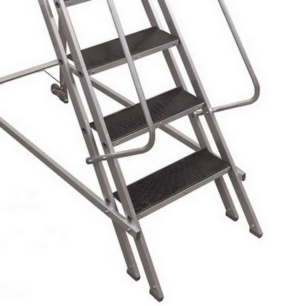 Escada Plataforma Trepadeira Nr12 Em Aluminio com 4 Degraus+patamar e Corrimaos 1,25M Escaleve PLAT NR1250