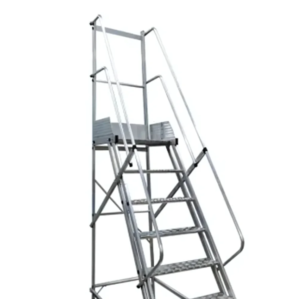 Escada Plataforma Trepadeira Nr12 Em Aluminio com 6 Degraus+patamar e Corrimaos 1,75M Escaleve PLAT NR1750