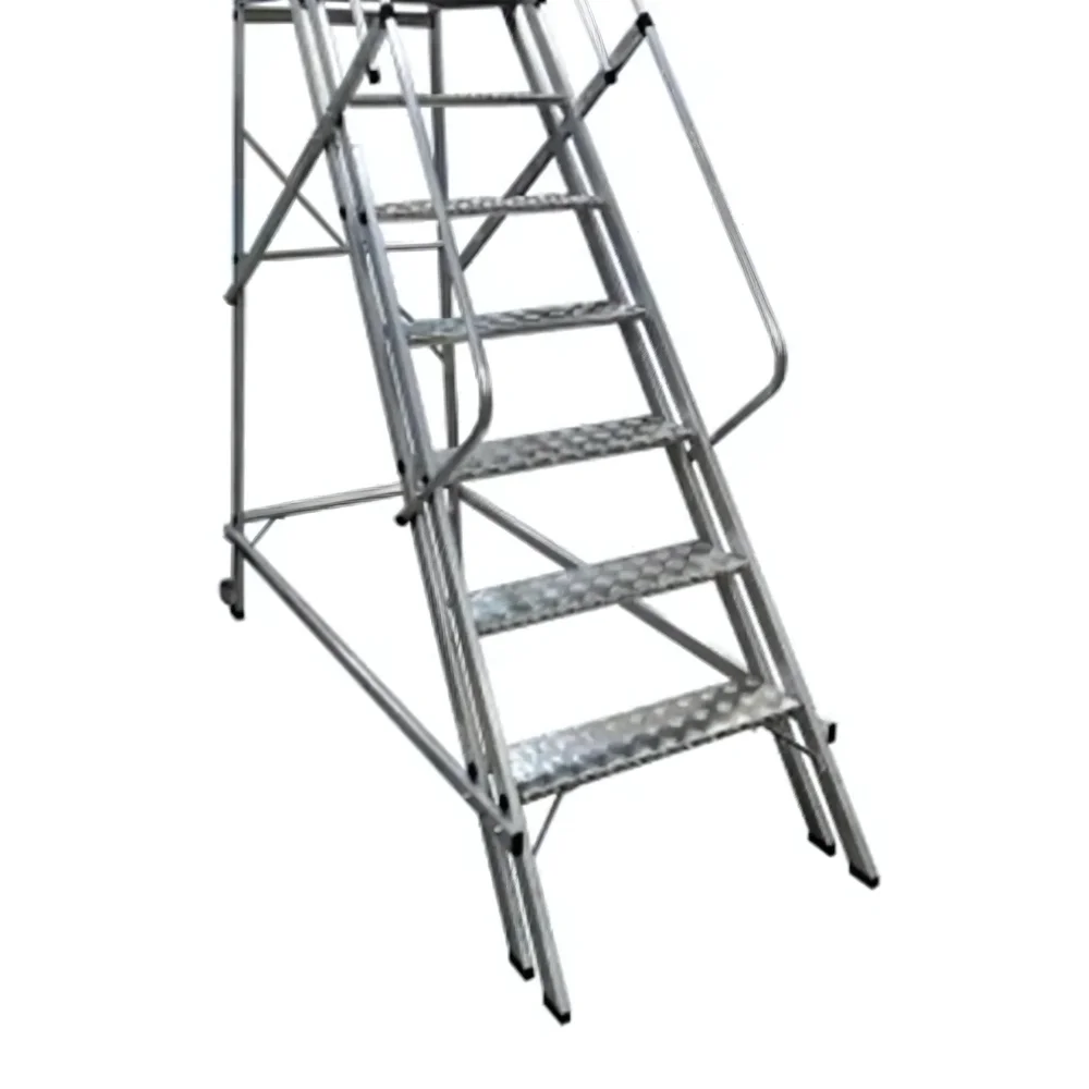 Escada Plataforma Trepadeira Nr12 Em Aluminio com 6 Degraus+patamar e Corrimaos 1,75M Escaleve PLAT NR1750