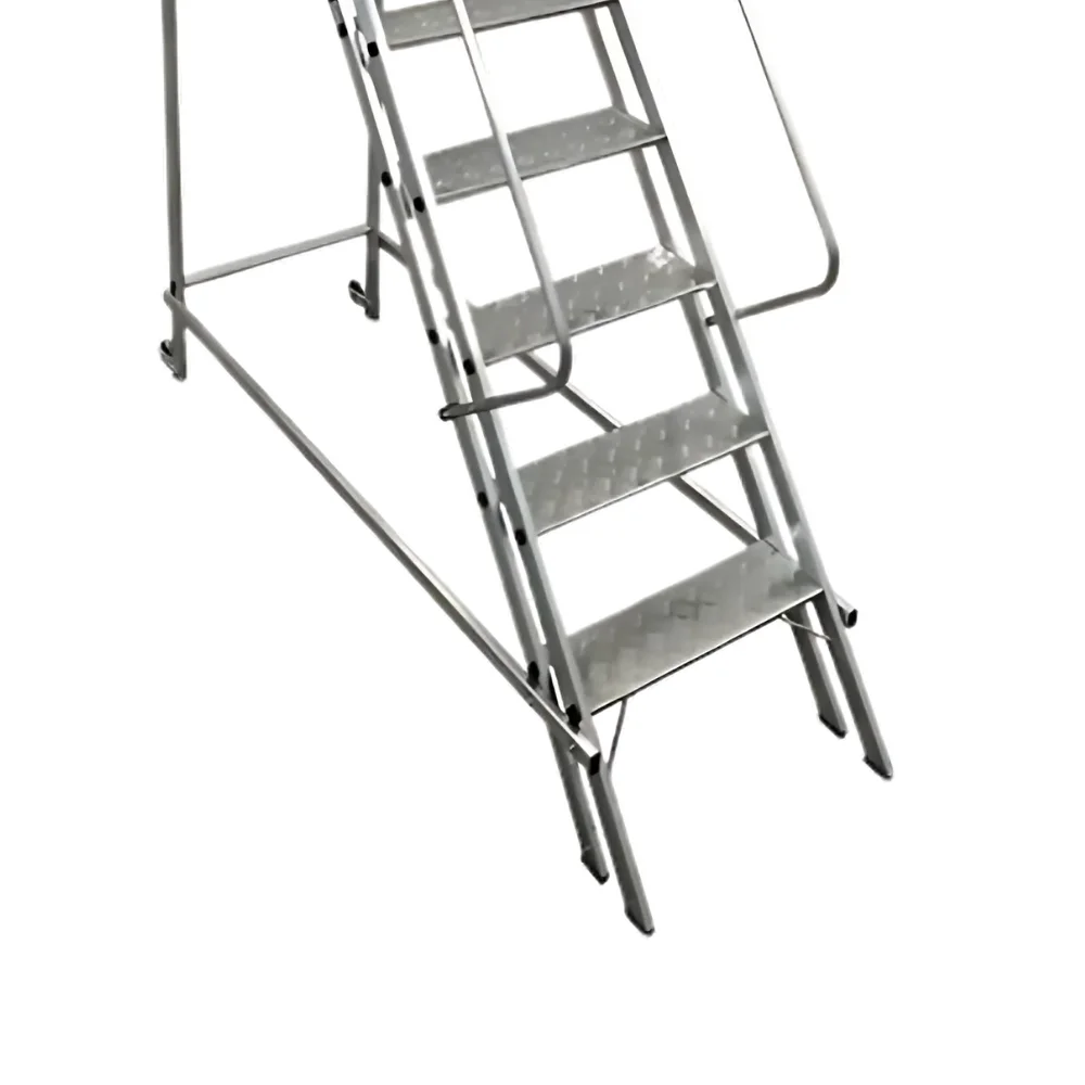 Escada Plataforma Trepadeira Nr12 Em Aluminio com 7 Degraus+patamar e Corrimaos 2M Escaleve PLAT NR 2000