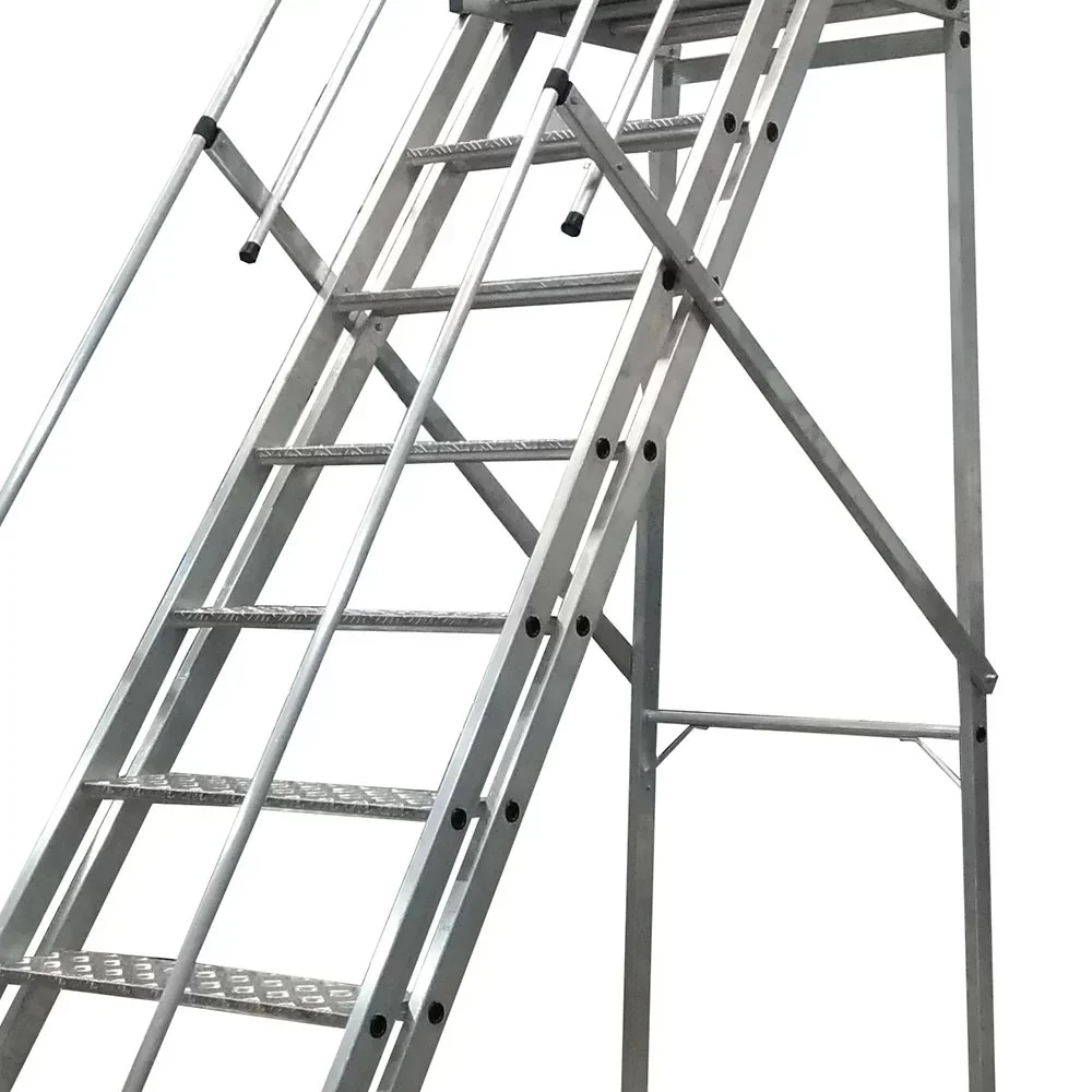 Escada Plataforma Trepadeira Nr12 Em Aluminio com 9 Degraus+patamar e Corrimaos 2,5M Escaleve PLAT NR 2500