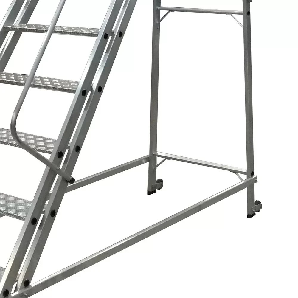 Escada Plataforma Trepadeira Nr12 Em Aluminio com 9 Degraus+patamar e Corrimaos 2,5M Escaleve PLAT NR 2500
