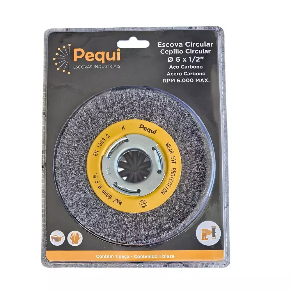Escova de Aco Carbono Circular FIO 0,30MM 6X1/2" Pequi 544160