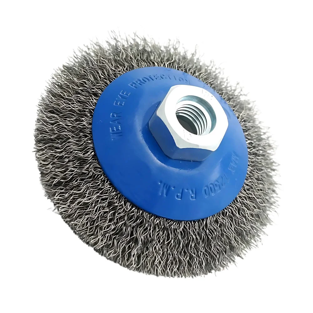 Escova de Aco Carbono Conica Ondulada FIO 0,30MM 4"X14MM Inebras 06675