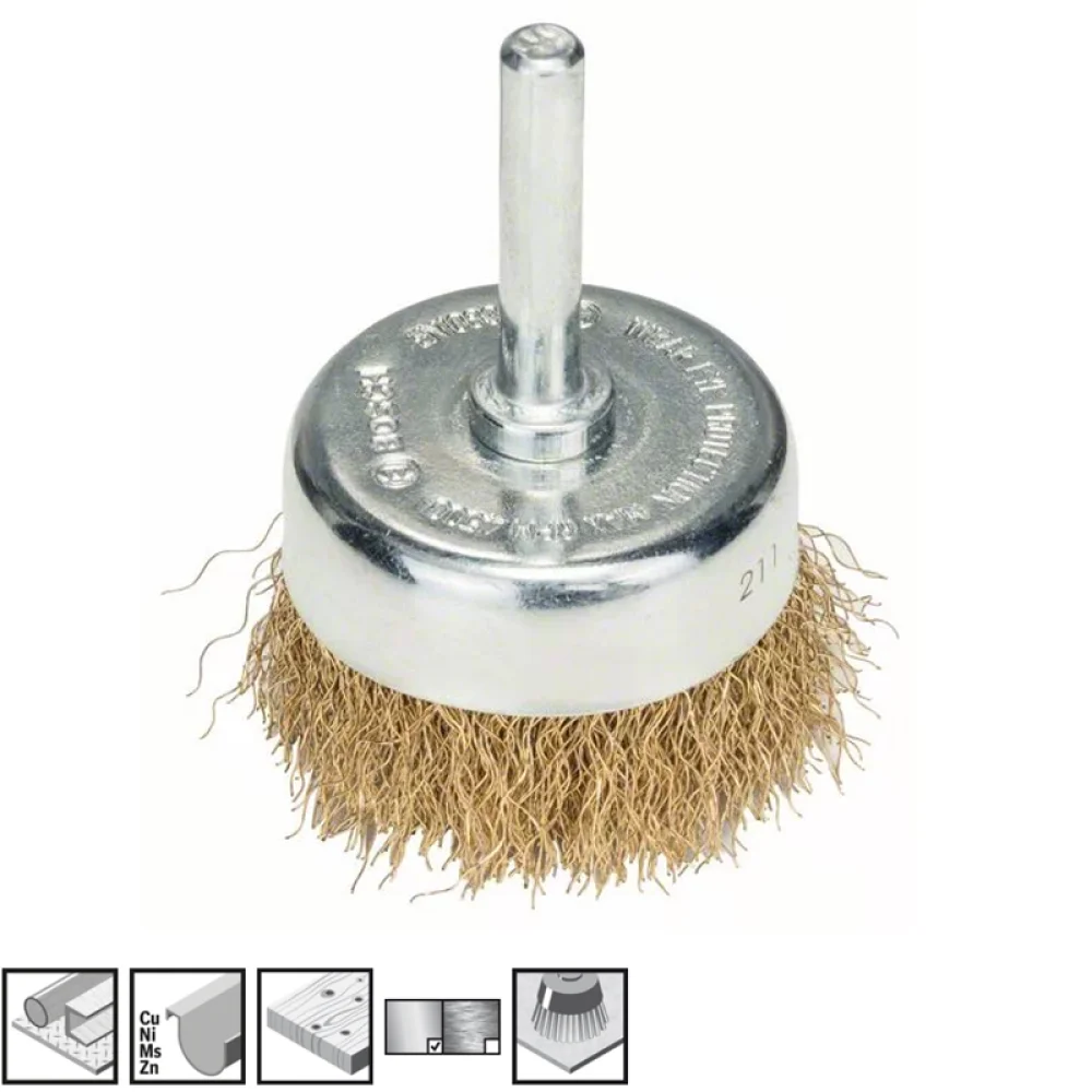 Escova de Aco Carbono Copo com Haste FIO 0,20MM 50X8MM Bosch 2608622008