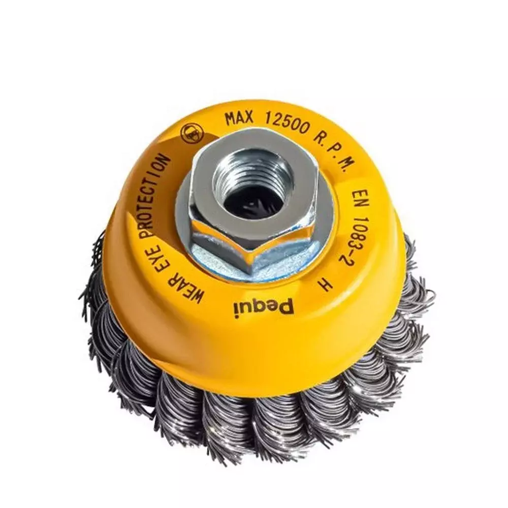 Escova de Aco Carbono Copo Trancada FIO 0,50 2.1/2"X14MM Pequi 608151BP