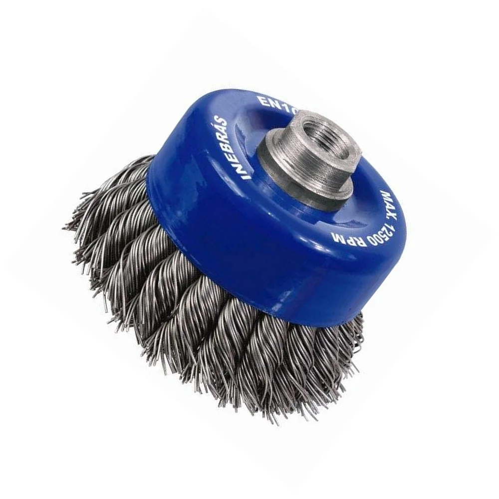 Escova de Aco Carbono Copo Trancada FIO 0,60 2.1/2"X14MM Inebras 06815