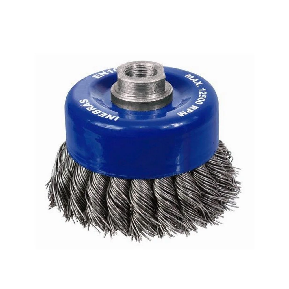 Escova de Aco Carbono Copo Trancada FIO 0,60 2.1/2"X14MM Inebras 06815
