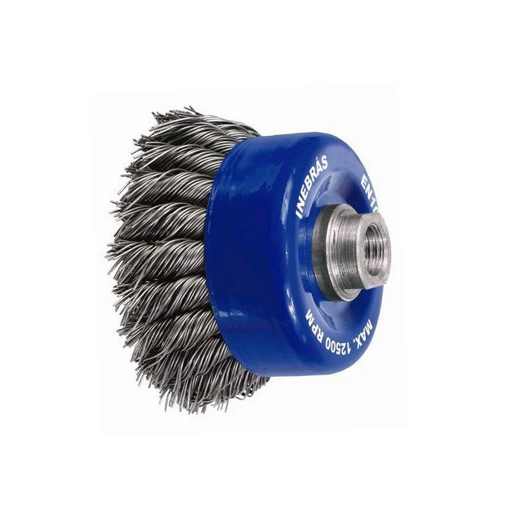 Escova de Aco Carbono Copo Trancada FIO 0,60 2.1/2"X14MM Inebras 06815