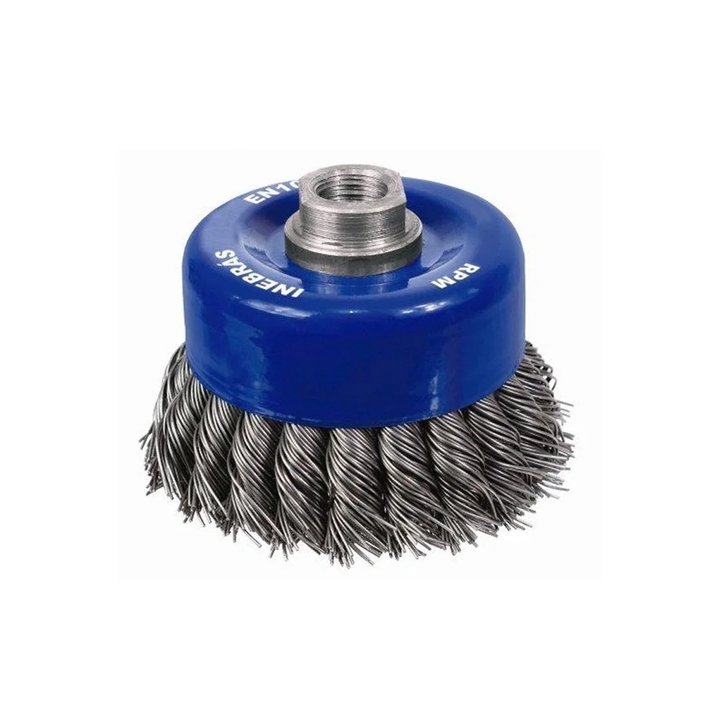 Escova de Aco Carbono Copo Trancada FIO 0,60 3.1/4"-5/8X11F Inebras 07277
