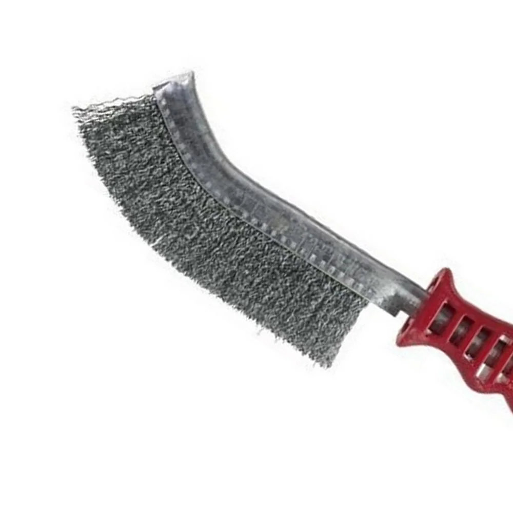 Escova de Aco Carbono Manual Cabo Plastico Vermelho Inebras 06734