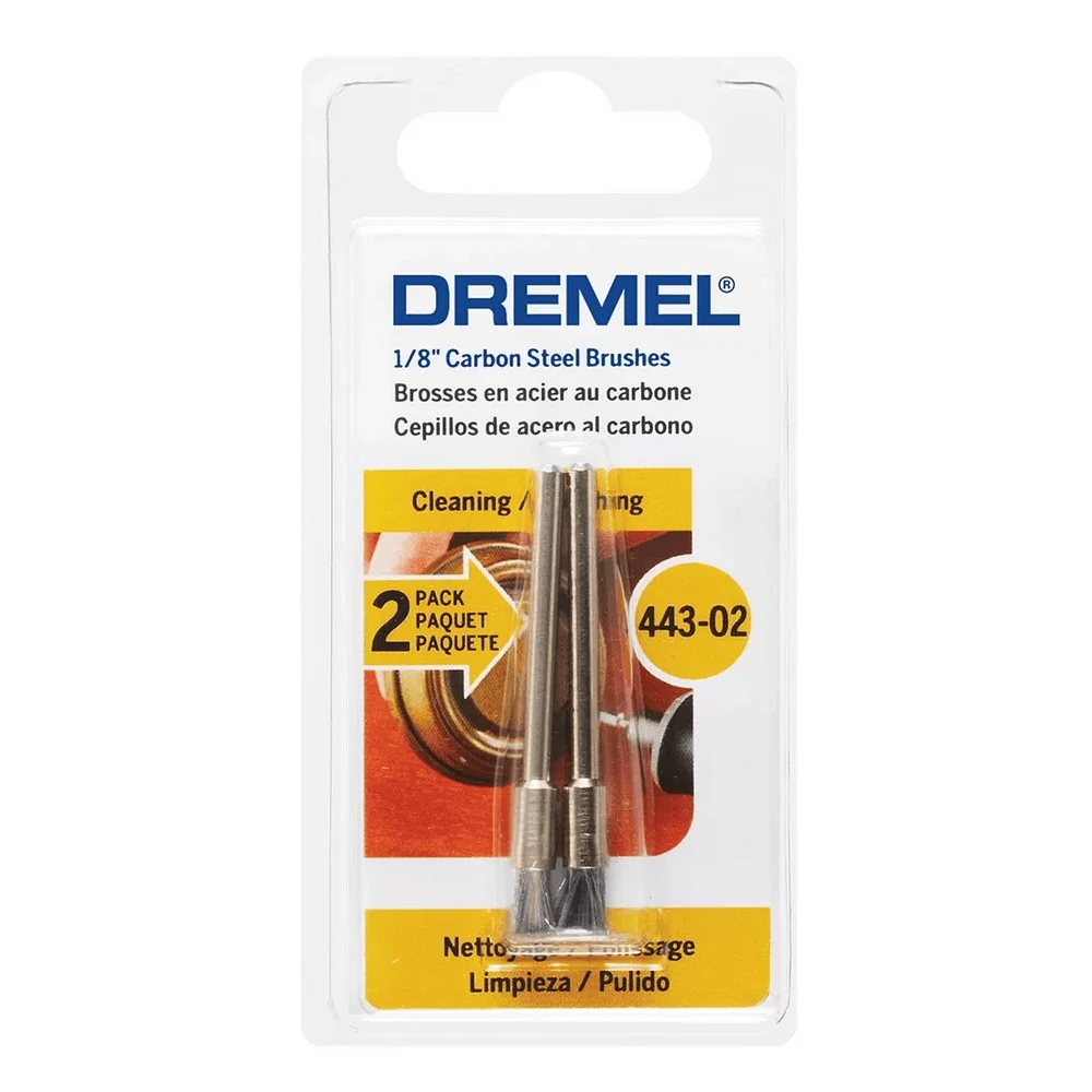 Escova de Aco Carbono Pincel 2 Pecas Para Micro Retifica 1/8" Dremel 443