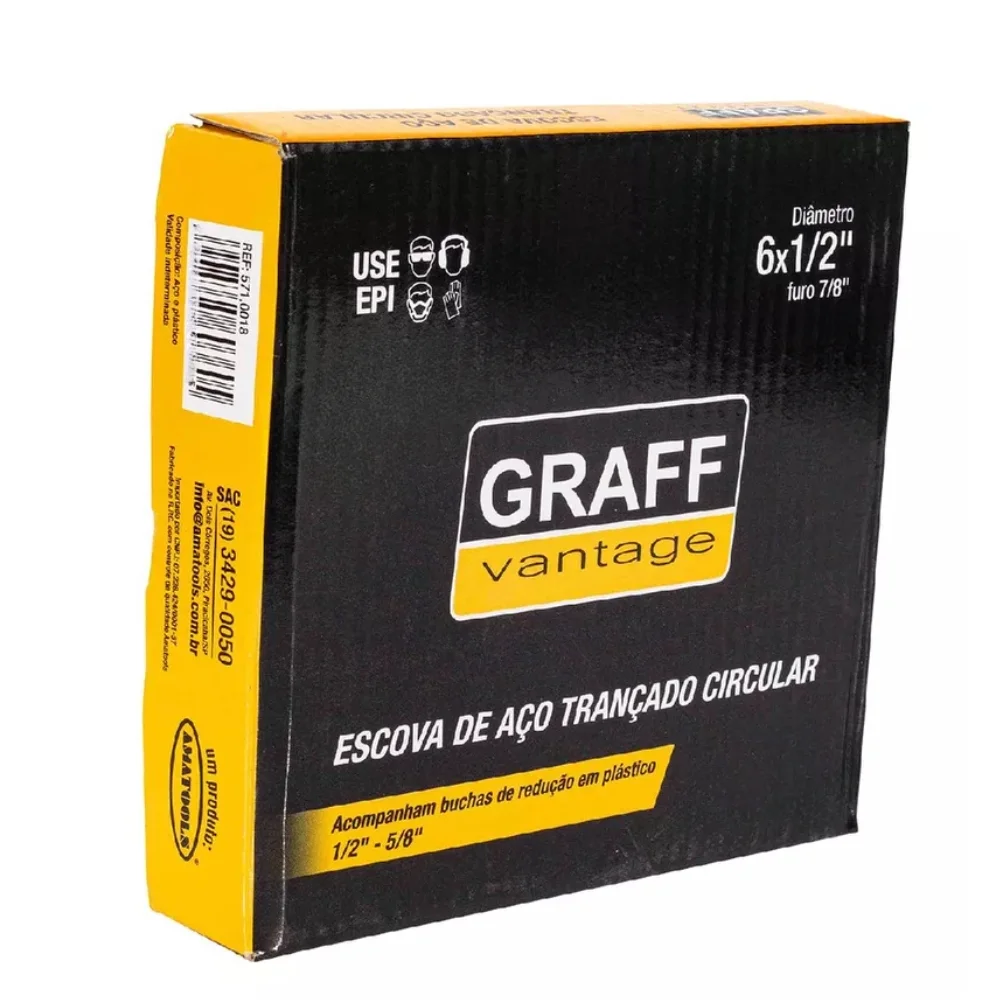 Escova de Aco Circular Trancada Com Reducoes 1/2" 5/8" 6X1/2X7/8" Graff 5710018