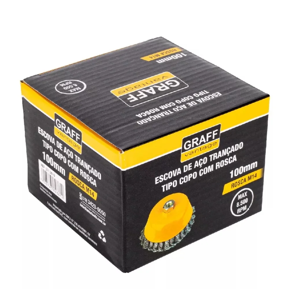 Escova de Aco Copo Trancada 4"X14MM Graff 5710019