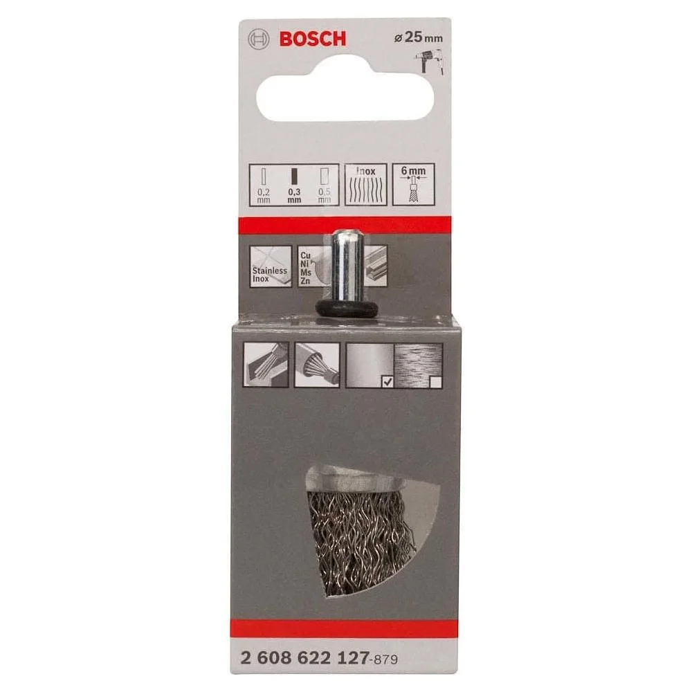 Escova de Aco Inox Pincel Haste 6MM FIO 0,35MM 25MM Bosch 2608622127