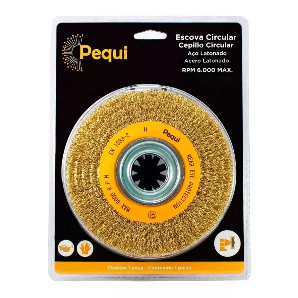 Escova de Aco Latonado Circular FIO 0,30MM 6X3/4" Pequi 544061