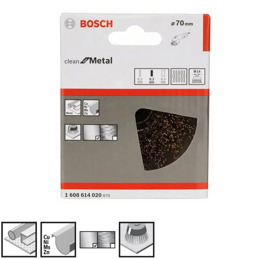 Escova de Aco Latonado Copo FIO 0,30 2.3/4"X14MM Bosch 1608614020