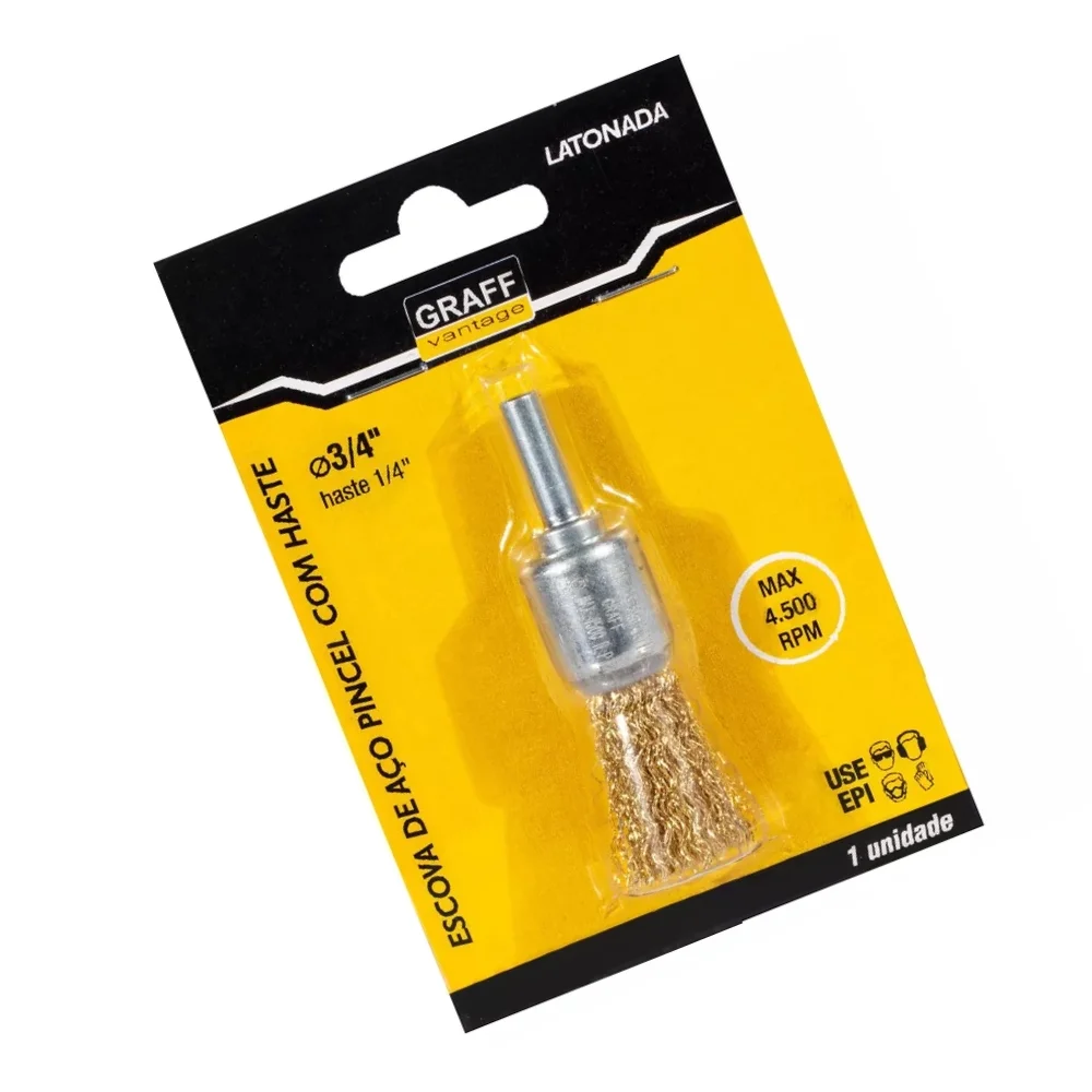 Escova de Aco Latonado Pincel Hate 1/4" FIO 0,30MM 3/4" Graff 5710012