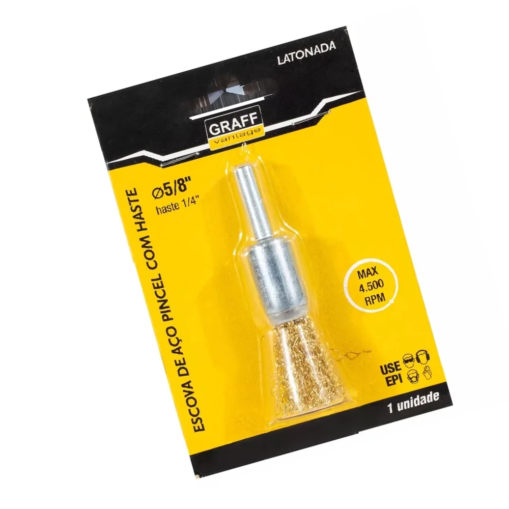 Escova de Aco Latonado Pincel Hate 1/4" FIO 0,30MM 5/8" Graff 5710011
