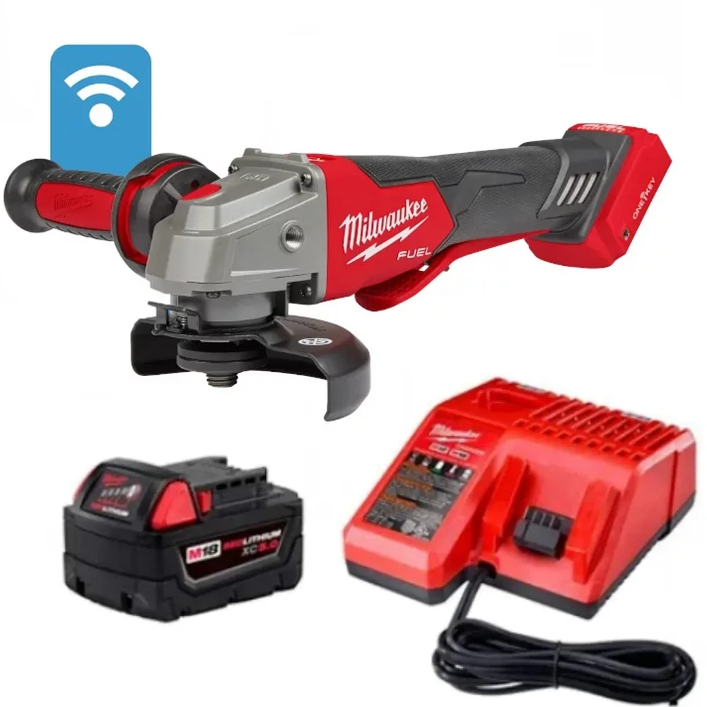 Esmerilhadeira Angular a Bateria 18V Brushless com Bolsa Carregador 1 Bateria 6AH 4.1/2"-5" 220V Milwaukee 2882-159