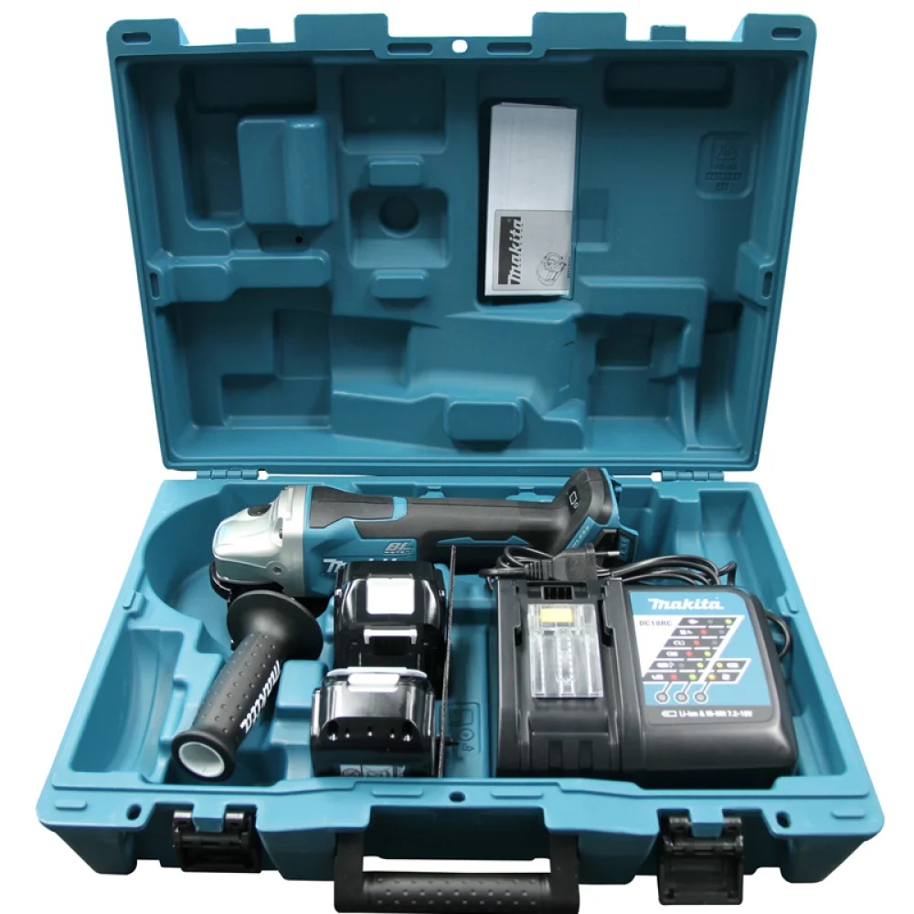 Esmerilhadeira Angular a Bateria 18V Brushless com Maleta Carregador 2 Baterias 3AH 5" Bivolt Makita DGA505RFE