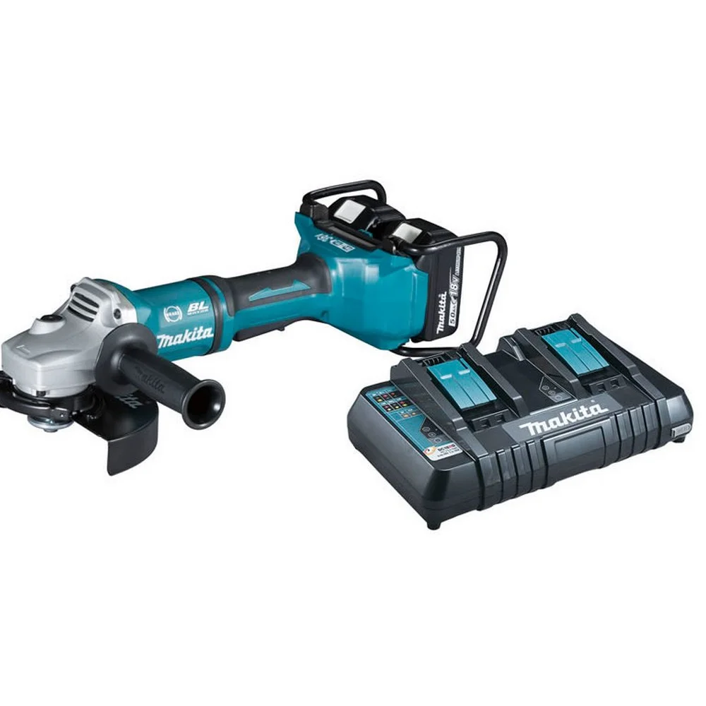 Esmerilhadeira Angular a Bateria 36V Brushless Maleta Carregador Duplo e 2 Baterias 5AH 7" 220V Makita DGA700PT2