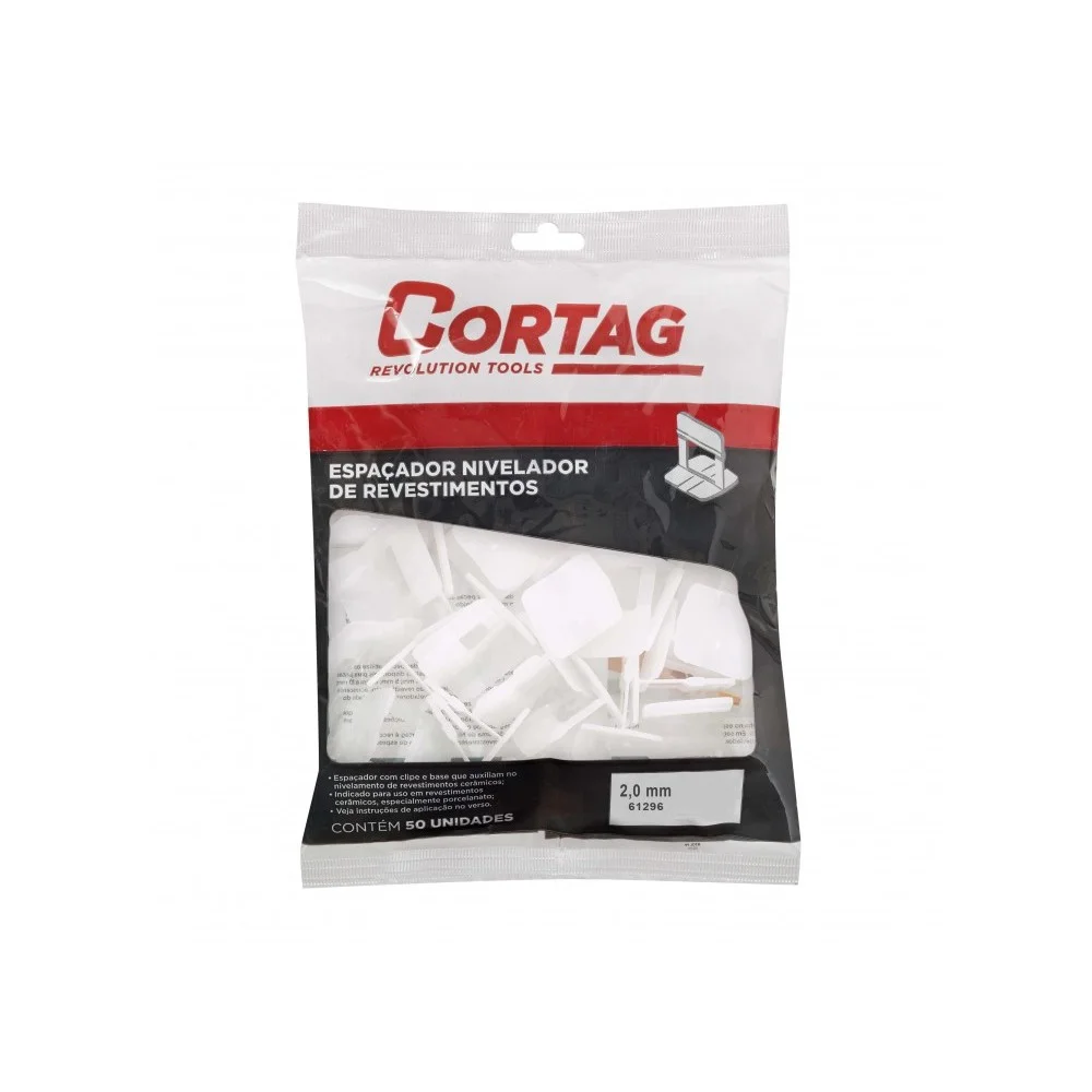 Espacador Nivelador Piso e Revestimento 50pcs Tradicional Transparente 2MM Cortag 61296