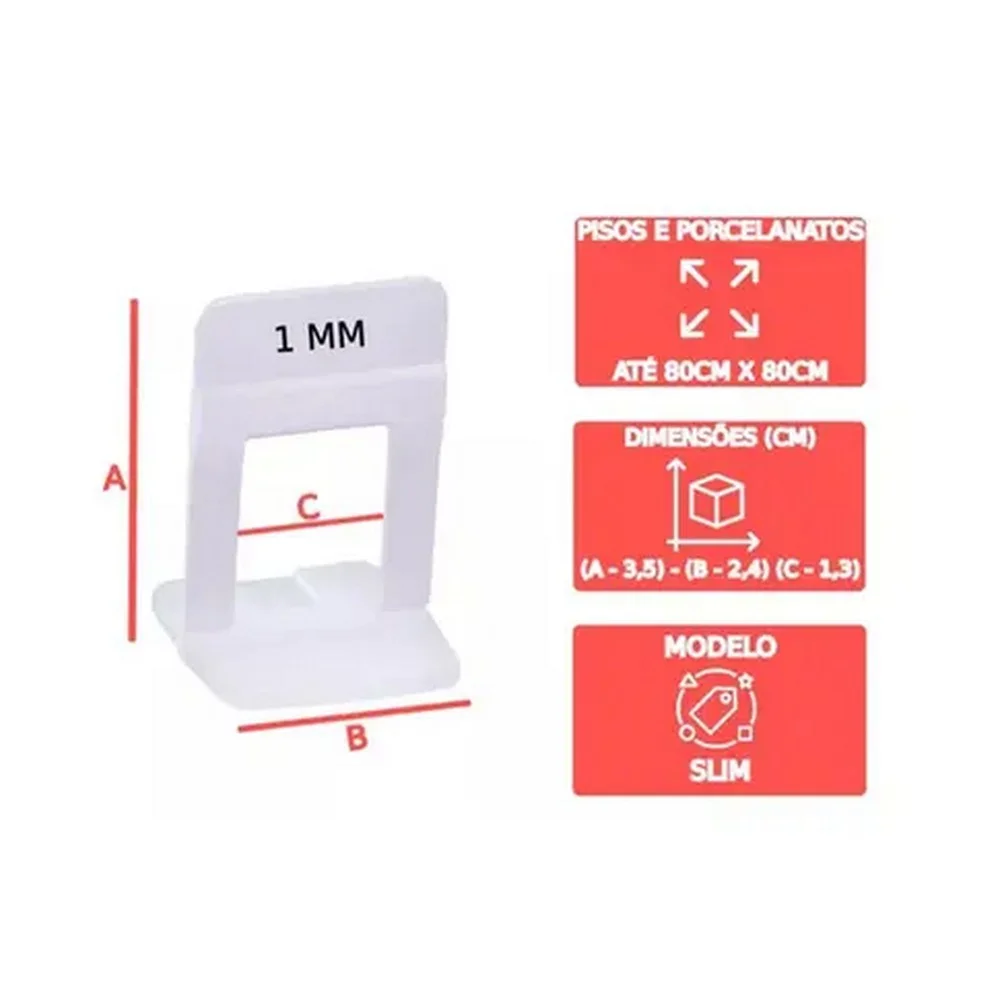 Espacador Nivelador Piso e Revestimento 1000pcs Slim Transparente 1MM Cortag 62416