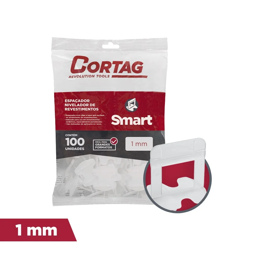 Espacador Nivelador Piso e Revestimento 100pcs Smart Transparente 1MM Cortag 62105